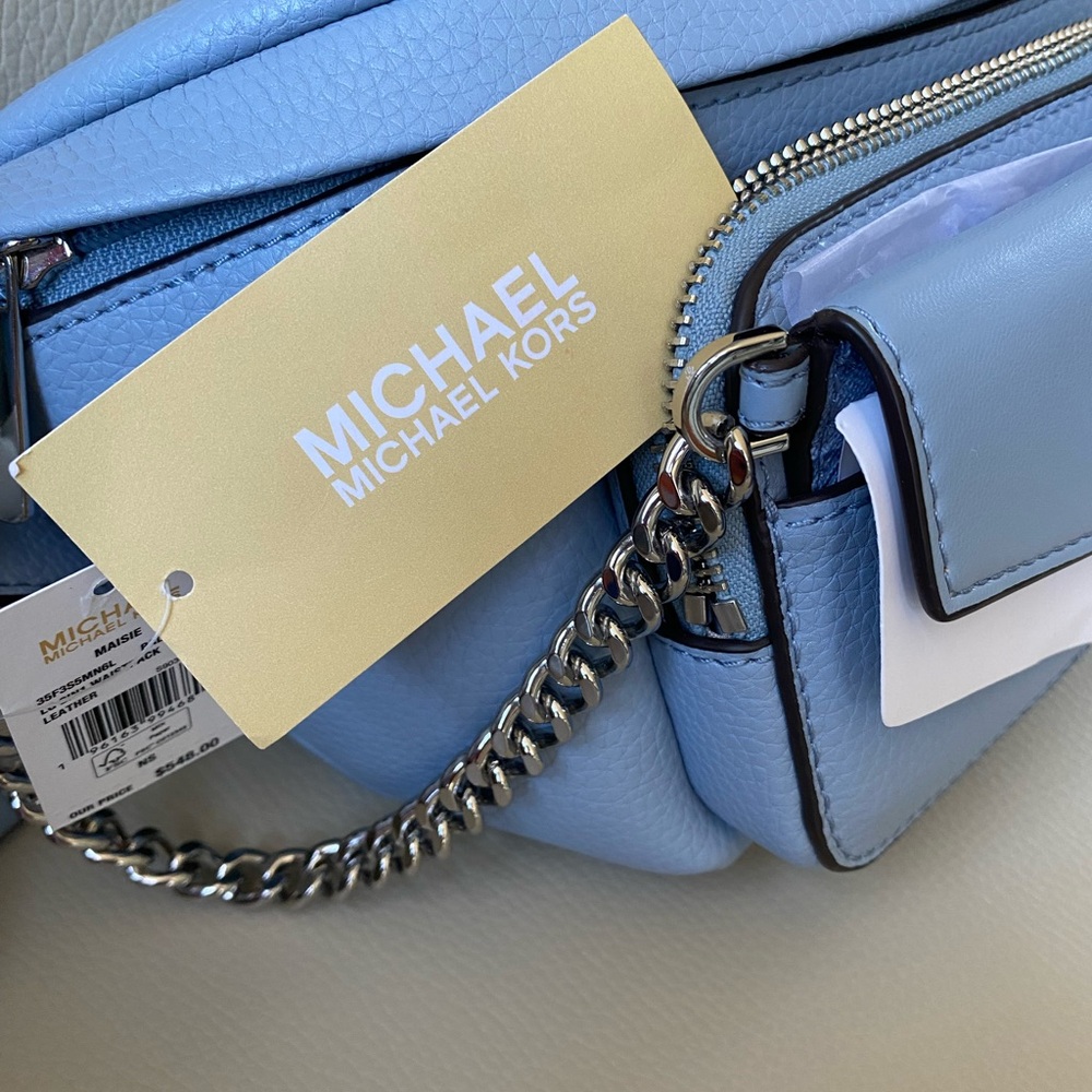 Michael Kors Maisie Large 2 in 1 Sling Pack Crossbody Bag Pale Blue - Picture 8 of 10